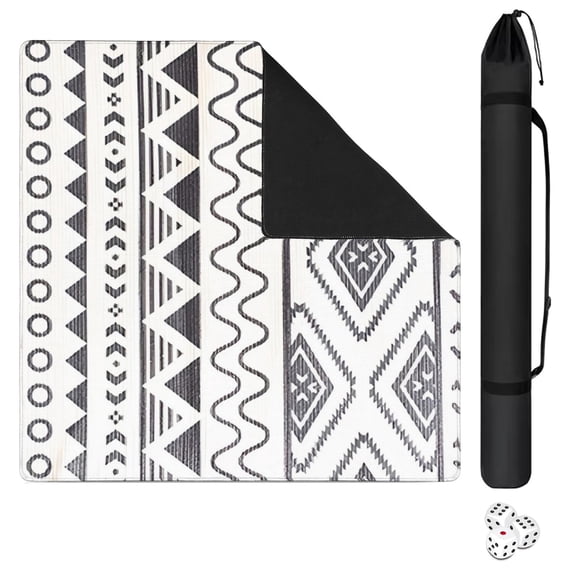 Premium Boho Pattern Anti-Slip Rubber Pad for Game Tables 31.5 Inch Square Mahjong Mat with Quiet Surface for Tile Play Cards and Multi-Functional Use