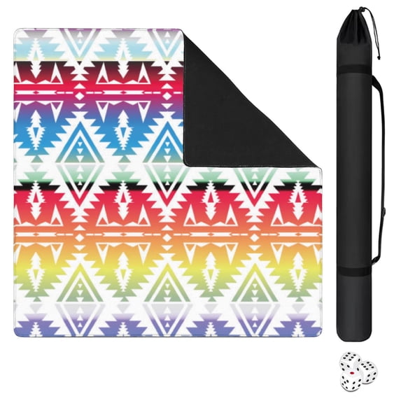 Premium Boho Print Large Rubber Game Mat 31.5x31.5 Inch Mahjong Table Cover Features Non-Slip Backing and Noise Dampening for Cards and Board Games