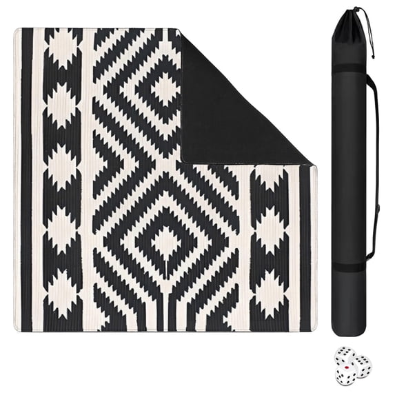 Premium Boho Print Large Rubber Game Mat 31.5x31.5 Inch Mahjong Table Cover Features Non-Slip Backing and Noise Dampening for Cards and Board Games