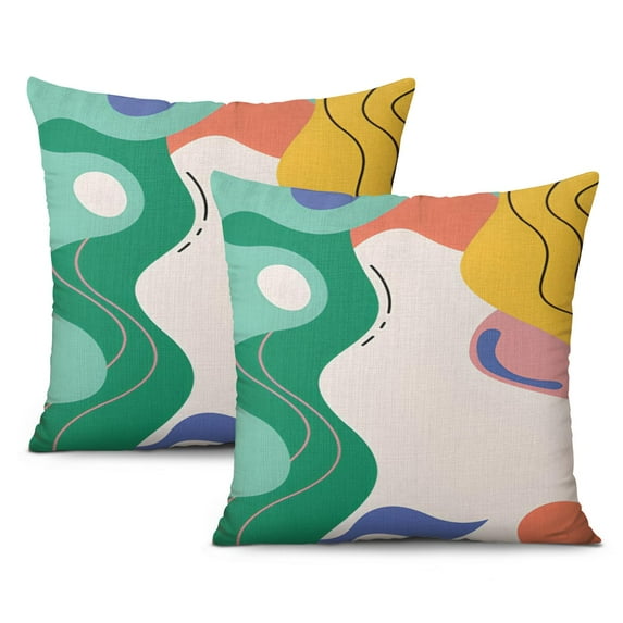 Premium Boho Throw Pillow Covers 20x20 inch, Abstract Navy Blue Burnt Orange, Mid Century Modern Aesthetic, Set of 2, Ideal Geometric Minimalist Art Decor for Bed, Couch, Home Decor