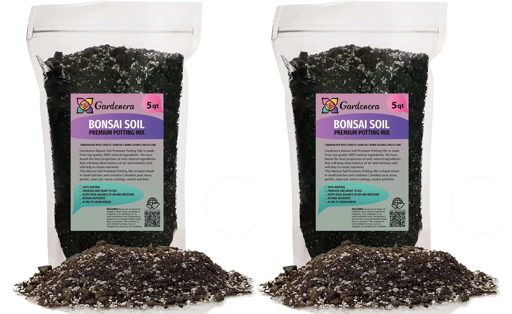 Premium Bonsai Soil Potting Mix by Gardenera Labs - 10 Quart- Crafted with  Canadian Peat Moss and Perlite for Optimal Bonsai Health (2 Bags of 5 ...