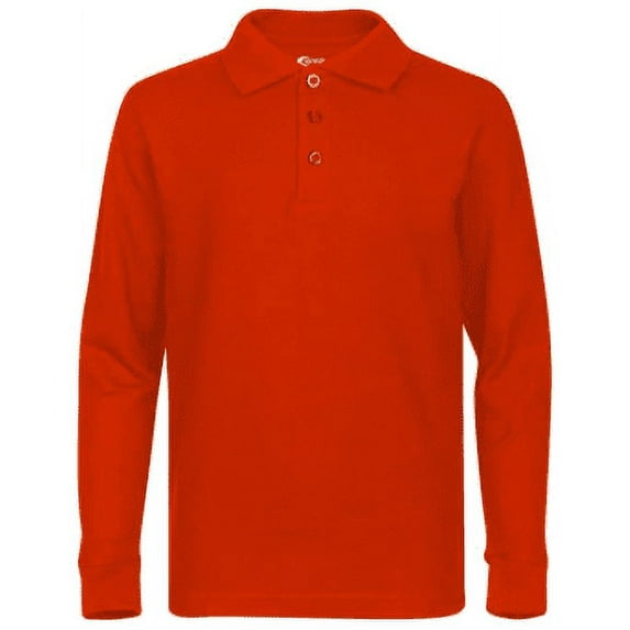 Premium Boys School Uniform Long Sleeve Stain Guard Polo Shirt