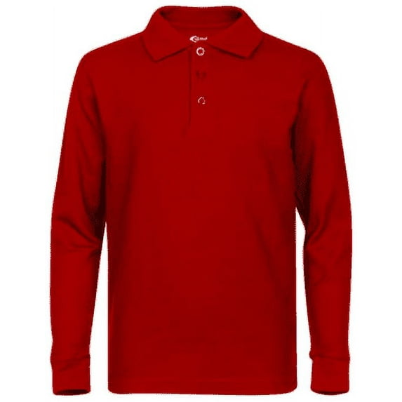Premium Boys School Uniform Long Sleeve Stain Guard Polo Shirt