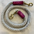 thumbnail image 1 of Premium Braided Rope Leash - Silver Gray with Fuchsia Leather Sleeve, 1 of 1
