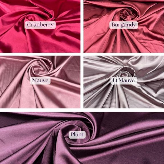 Valentina Textile Inc Burgundy Bridal Satin Fabric by the Yard, Polyester