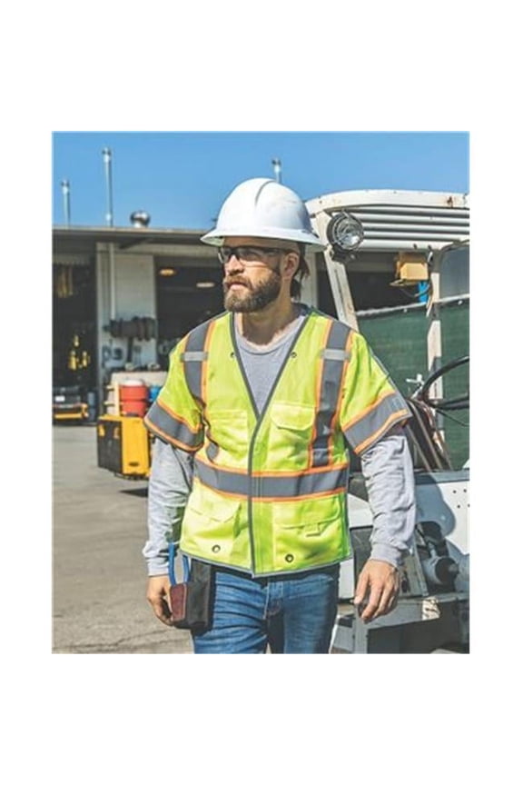 Premium Brilliant Series Breakaway Class 3 Vest, Lime - 4XL