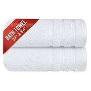 Premium Brilliant White Bath Towels - Pack of 2 - 27 x 54 inches - Infinitee Xclusives