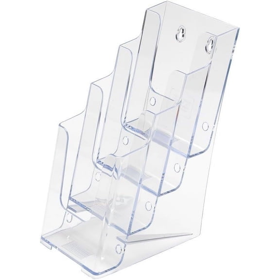 Premium Brochures Holder for 4 Trifold Booklets 4-Tier Clear Acrylic Countertop Organizer