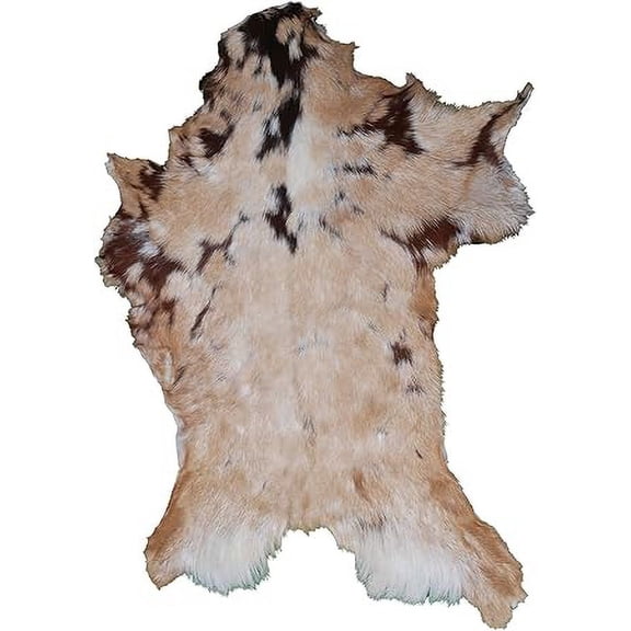Premium Brown and White Goat Hide Rug | Authentic Natural Hair-On Leather for Home Decor