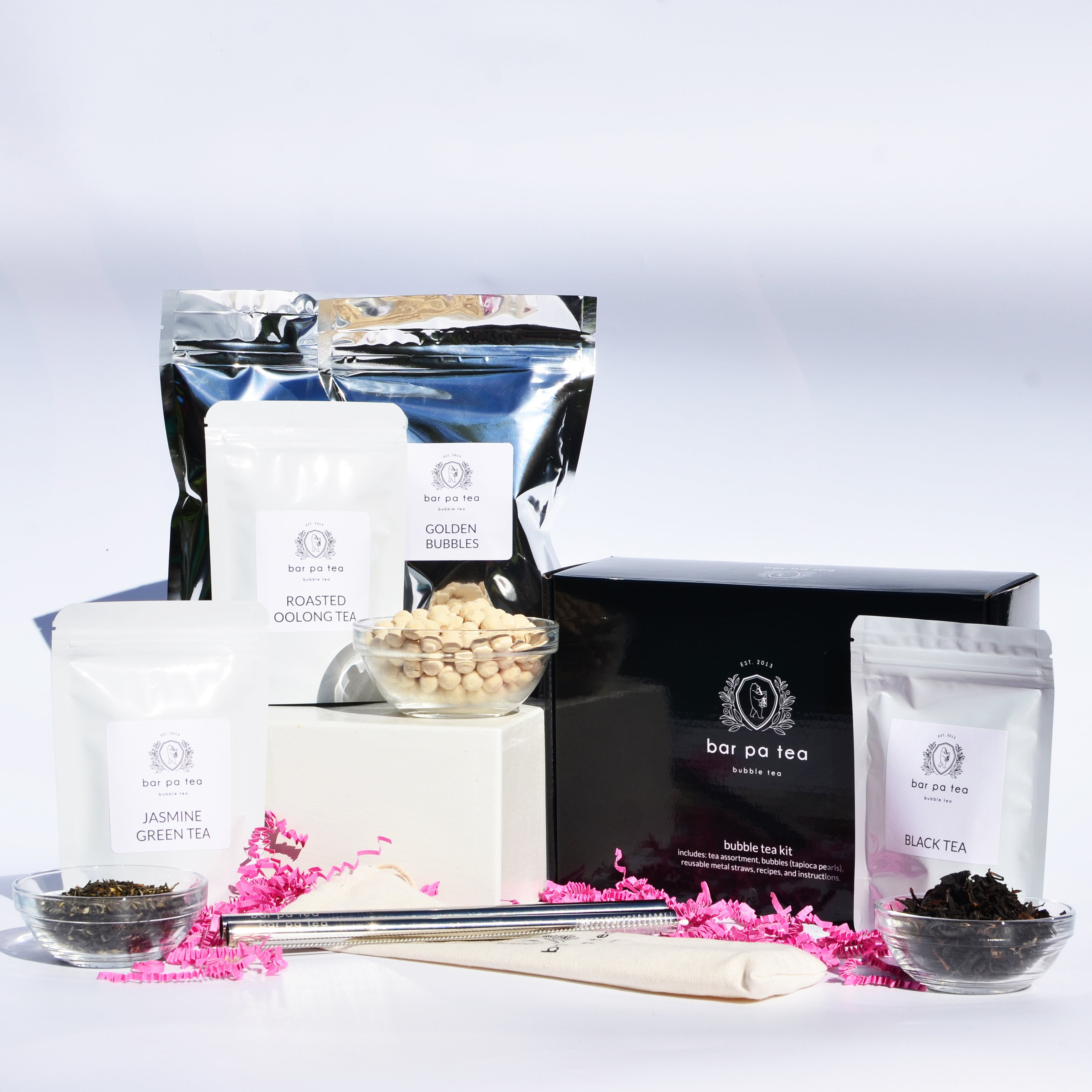 Premium Bubble Tea Kit, Black Tea & Roasted Oolong Tea Gift Set (adeline Kit) Bo