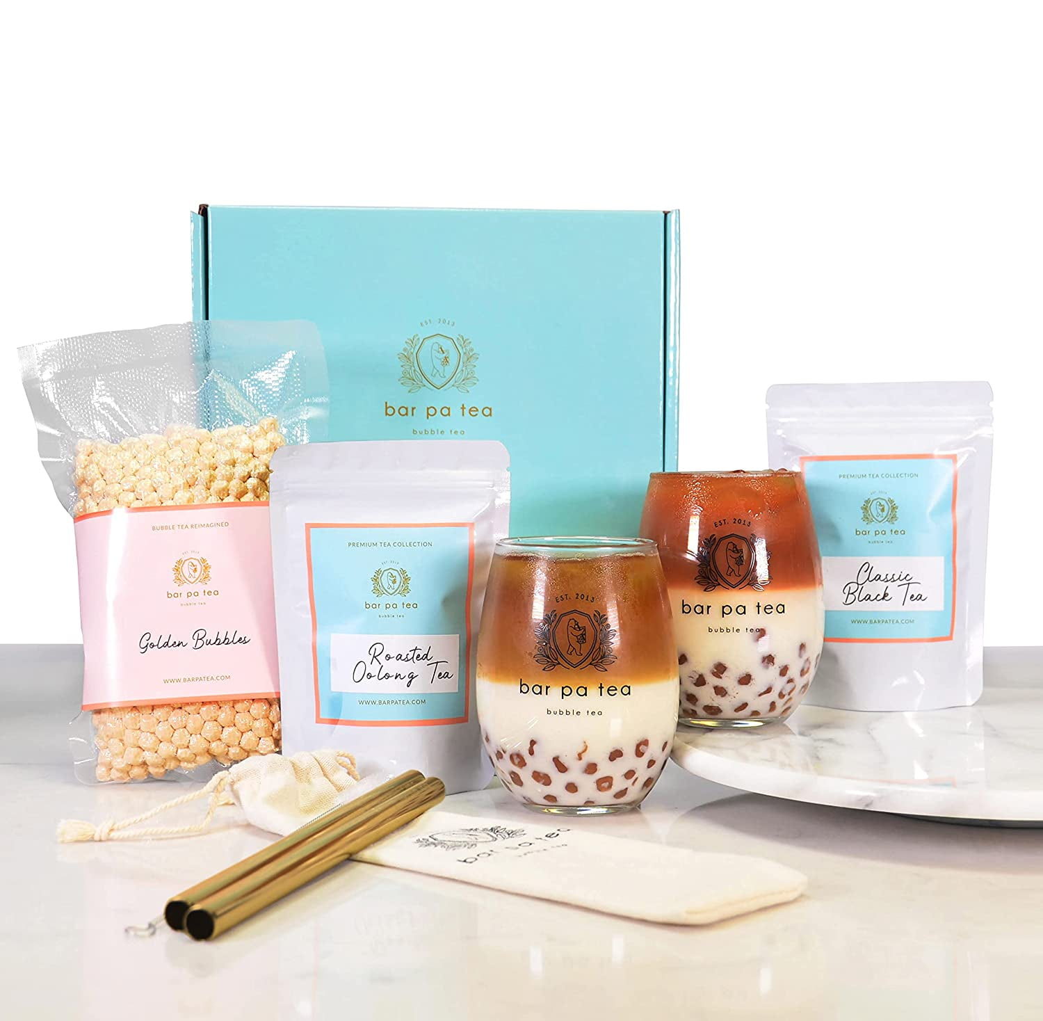 Premium Bubble Tea Kit, Black Tea & Roasted Oolong Tea Gift Set