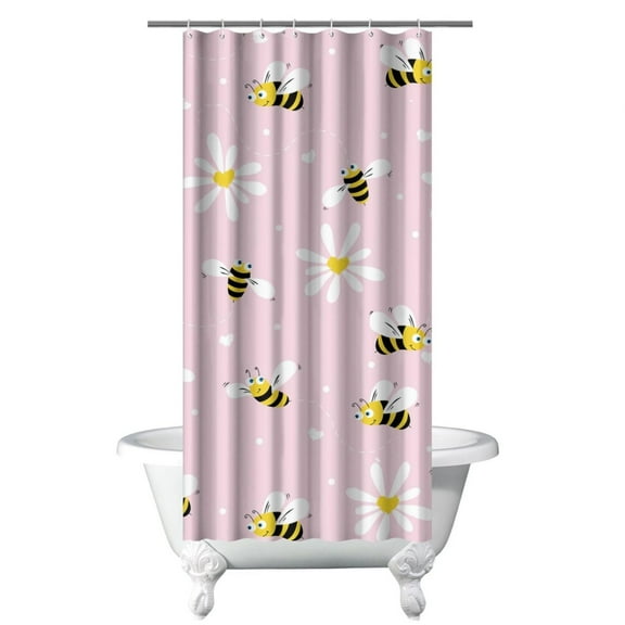 Premium Bumble Bee Shower Curtain - Fade-Resistant Polyester with Honeycomb Pattern, Quick-Dry & Machine Washable, 36x72 Inches