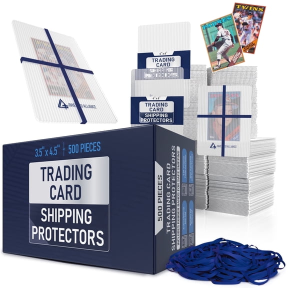 Premium Bundle 3.5X4.5 Trading Card Shipping Protector with Rubber Bands - 500 Pack | Card Protectors, Trading Card Shipping Supplies, Trading Card Shipping kit, Shipping for Graded Cards.