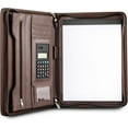 thumbnail image 1 of Premium Business Portfolio with Zipper – Padfolio - Superior Business Impressions Begin with PU Vegan Leather, 10.1 Inch Tablet Sleeve, Smart Storage, Solar Calculator, Writing Pad -Brown, 1 of 15
