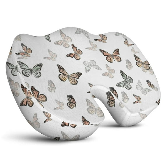 Premium Butterfly Pattern Memory Foam Seat Cushion Ergonomic Chair Pad for Office Chair, Car, Airplane & Bleachers Sciatica, Tailbone Hip & Back Pain Relief - Chair Cushion for Long Office Workers.