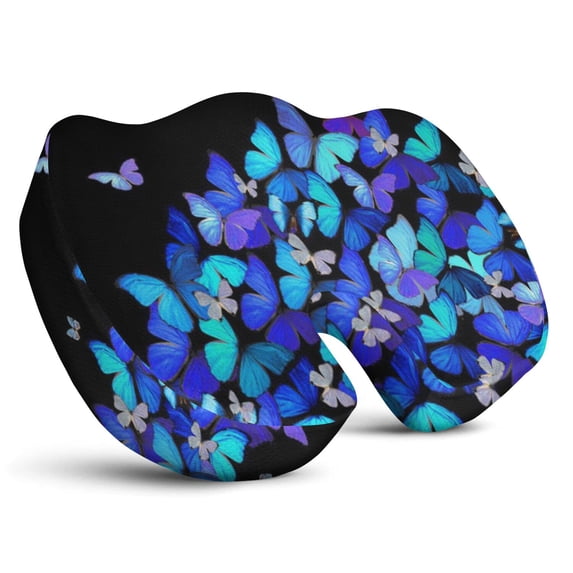 Premium Butterfly Pattern Memory Foam Seat Cushion Ergonomic Chair Pad for Office Chair, Car, Airplane & Bleachers Sciatica, Tailbone Hip & Back Pain Relief - Chair Cushion for Long Office Workers.