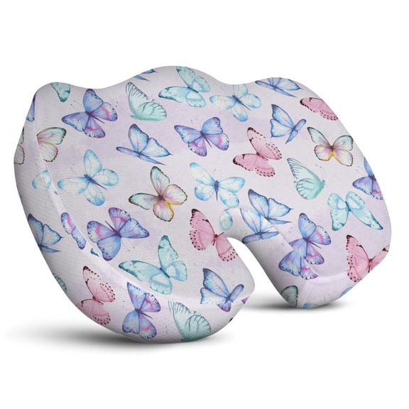 Premium Butterfly Pattern Memory Foam Seat Cushion Ergonomic Chair Pad for Office Chair, Car, Airplane & Bleachers Sciatica, Tailbone Hip & Back Pain Relief - Chair Cushion for Long Office Workers.