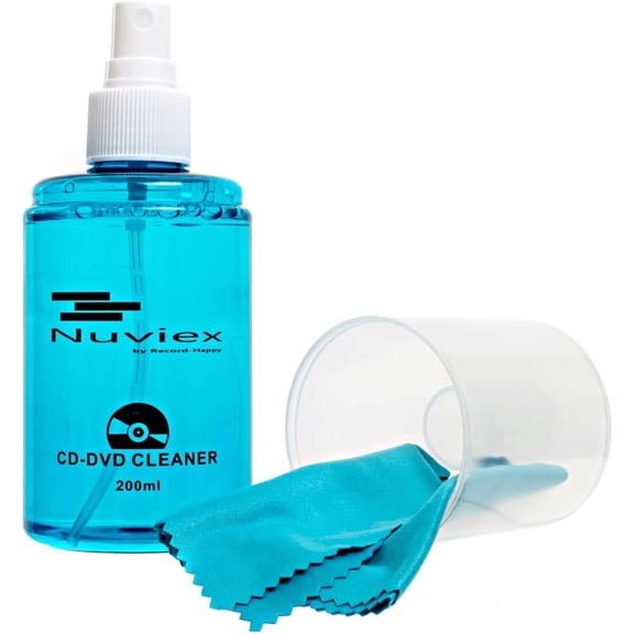 Premium CD Cleaner Solution Spray - Compact Disc CD-DVD Cleaning Fluid with Microfiber Anti-Static Cloth 7oz