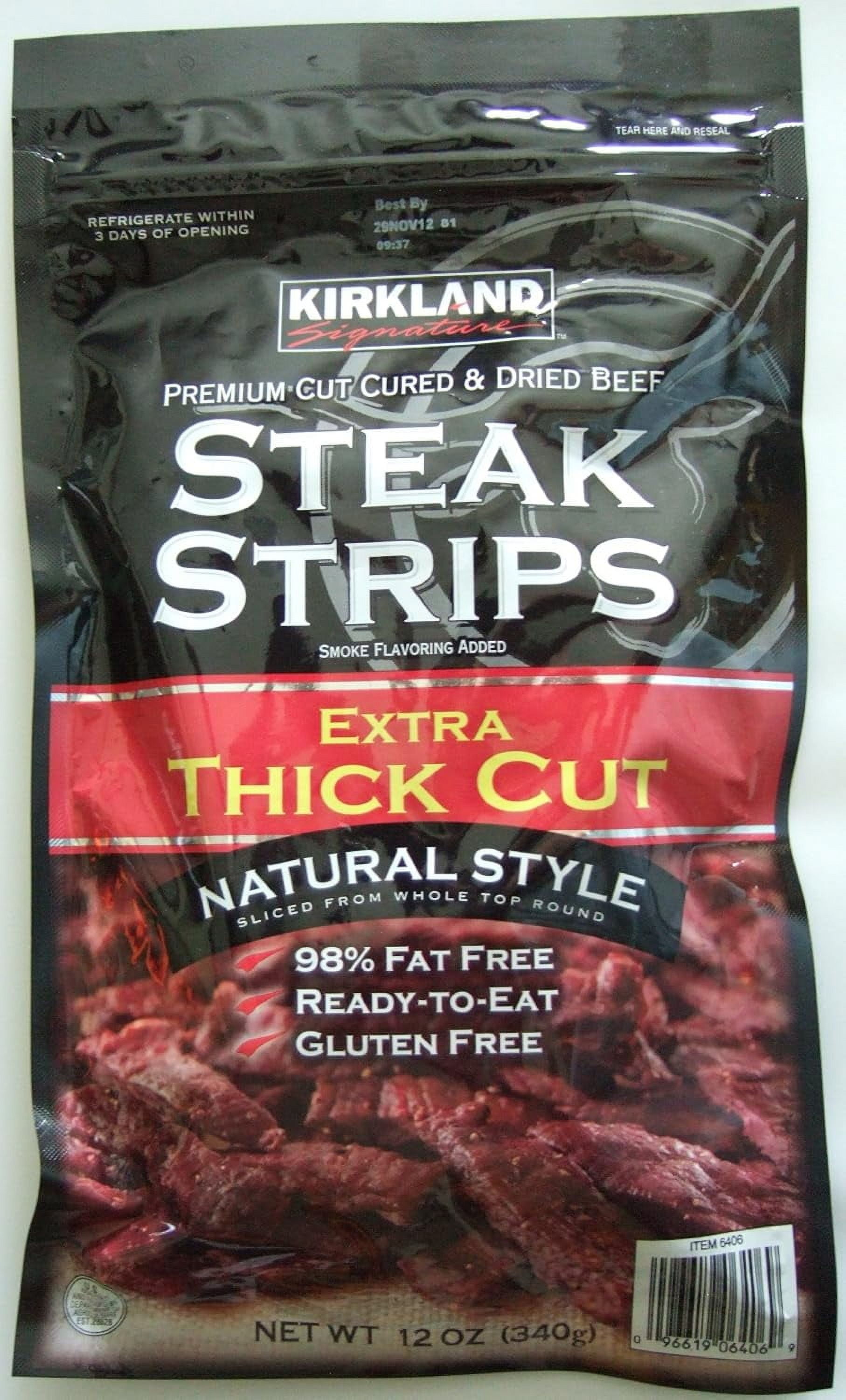 Premium CUT Steak Strips Extra Thick Cut Jerky - Bag of 12oz S