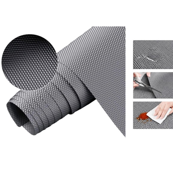 Premium Cabinet Liners for Shelves – Anti-Slip Kitchen Drawer Liners, Waterproof & Tear-Resistant PVC Mat (11.8"W x 118"L, Grey)
