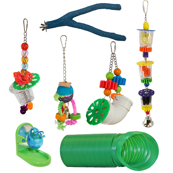 Premium Cage Enhancement Set - Interactive Climbing Foraging Swing Perch Platform Cage Accessory Toys - For Sugar Gliders, Rats, Ferrets, Hamsters, Squirrels, Parrots, Birds, Marmosets, Degus, Monkey