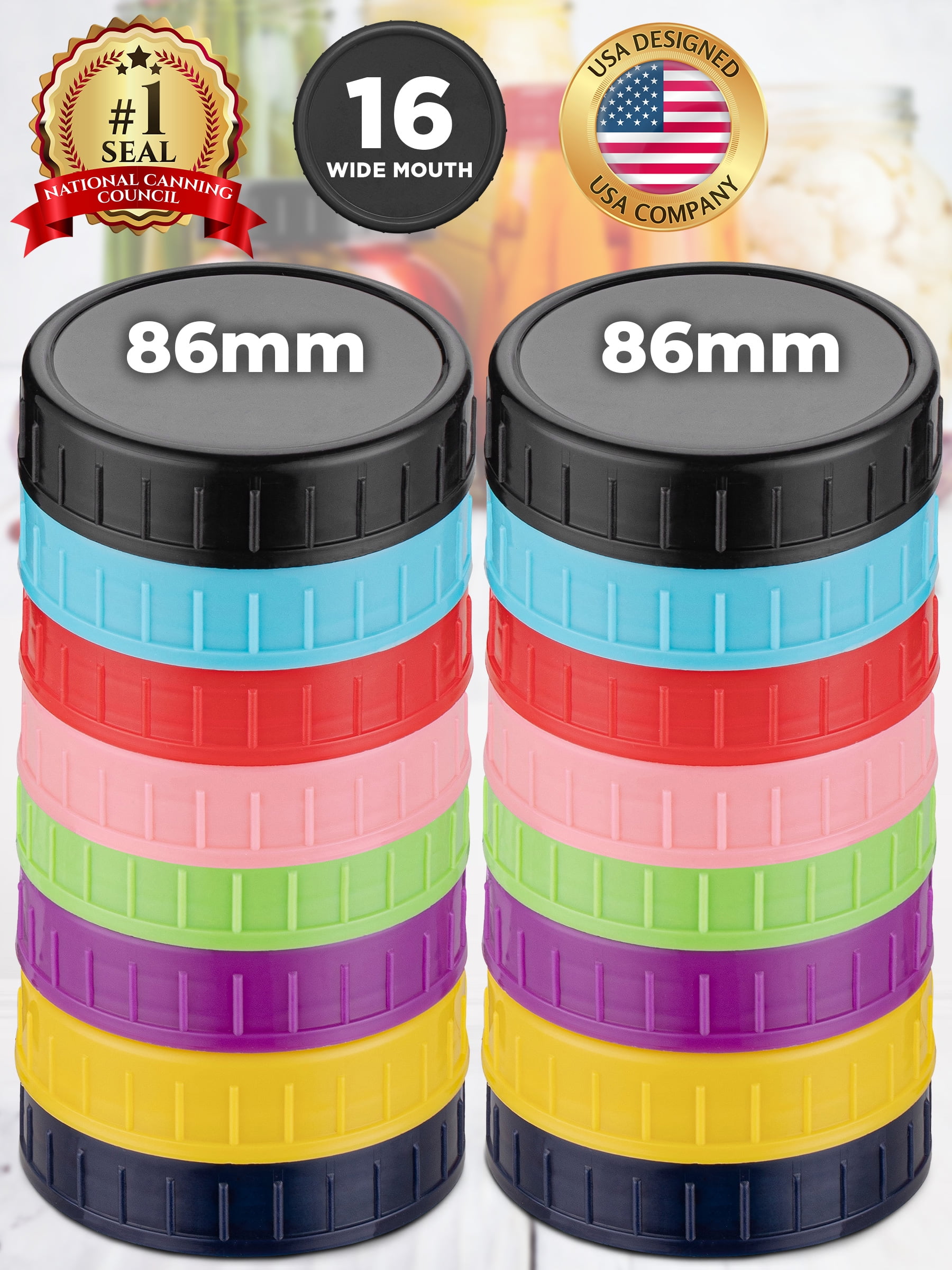Premium Canning Lids for Mason Jars (16 Pcs WideMouth), Reusable