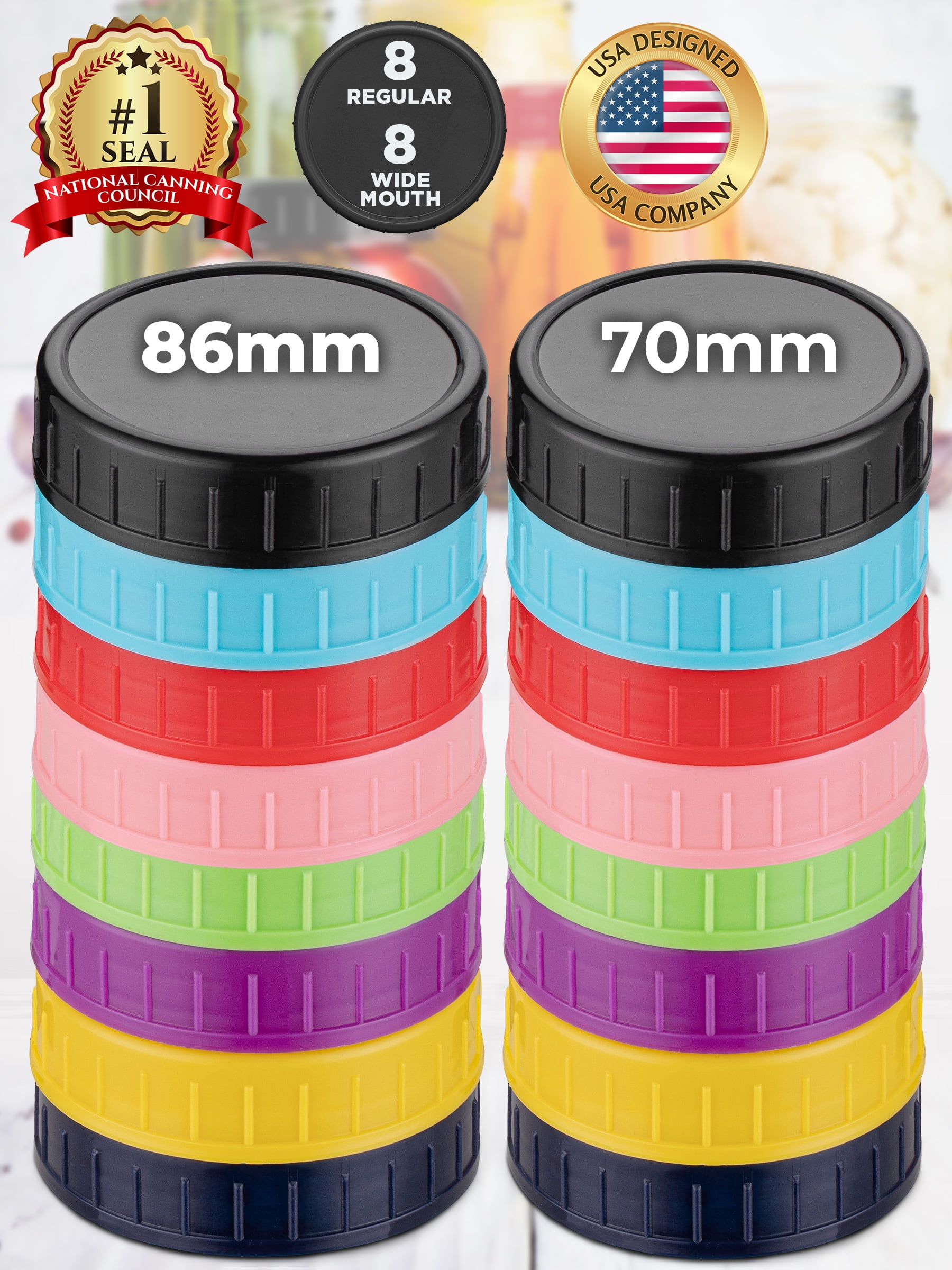 KapStrom Premium Mason Jars Canning Lids, 16 FoodGrade Reusable