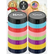 Premium Canning Lids for Mason Jars (8 Pcs Regular-Mouth + 8 Pcs Wide-Mouth, 16 Total), Reusable Storage Caps W/ Food-Grade Seal by KapStrom