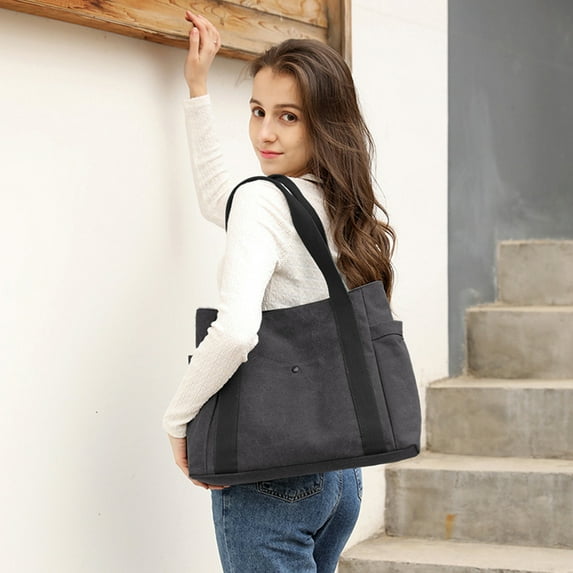 Premium Canvas Tote Bag for Travel & Work - Spacious 21.65 Inch Laptop Tote with Reinforced Handles, Lightweight Durable Carryall for Sch00l, Shopping & Everyday Use