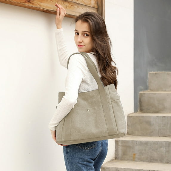 Premium Canvas Tote Bag for Travel & Work - Spacious 21.65 Inch Laptop Tote with Reinforced Handles, Lightweight Durable Carryall for Sch00l, Shopping & Everyday Use