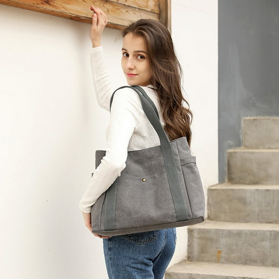 Premium Canvas Tote Bag for Travel & Work - Spacious 21.65 Inch Laptop Tote with Reinforced Handles, Lightweight Durable Carryall for Sch00l, Shopping & Everyday Use