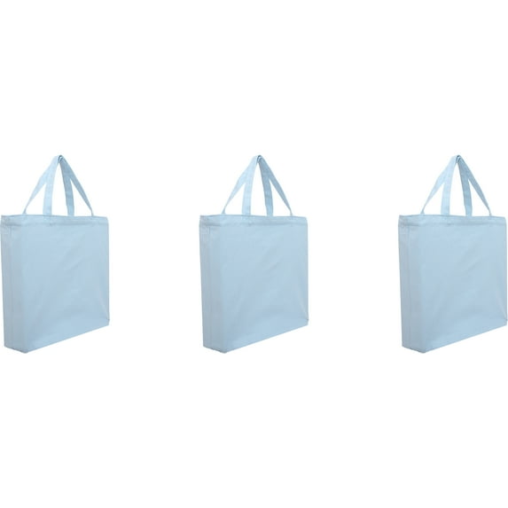Premium Canvas Tote Bags | Pack of 3 |Heavy Duty 100% Cotton With Strong Handles Holds up to 40lbs | Eco Friendly | Large Size 14.5x17x3" - Light Aqua