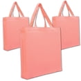 thumbnail image 1 of Premium Canvas Tote Bags | Pack of 3 | Several Color Options | Heavy Duty 100% Cotton With Handles Holds up to 40lbs | Eco Friendly | Large Size 14.5x17x3" - Coral, 1 of 10
