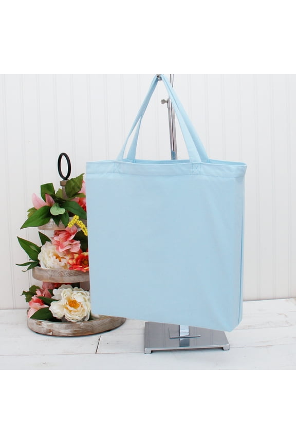 Premium Canvas Tote Bags | Pack of One | Heavy Duty 100% Cotton With Strong Handles Holds up to 40lbs | Eco Friendly | Large Size 14.5x17x3" - Light Blue
