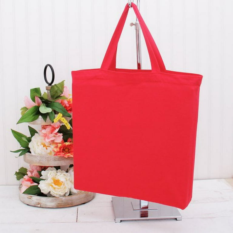 Premium Canvas Tote Bags Pack of One Heavy Duty 100 Cotton With Strong Handles Holds up to 40lbs Eco Friendly Large Size 14.5x17x3 Red