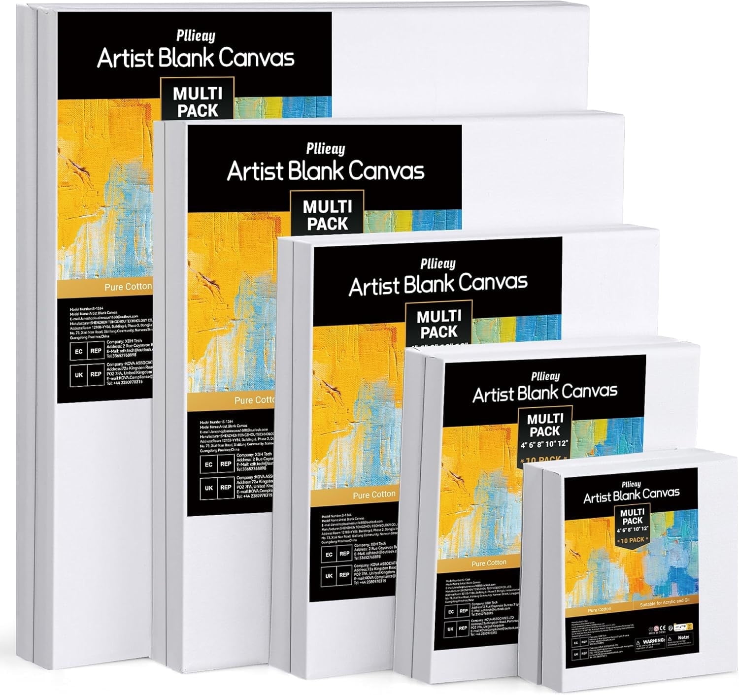 10 Pcs White Stretched Canvas for Painting,100% Cotton Canvas for Hobby Painters \u0026 Beginners