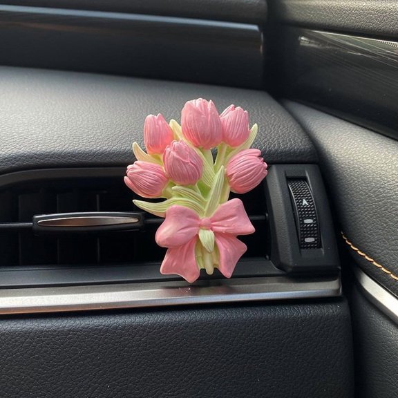 Premium Car Aromatherapy Diffuser Stone, Tulip Hydrangea Air Vent Clip, Fragrance Ornament Auto Interior Decor Accessories