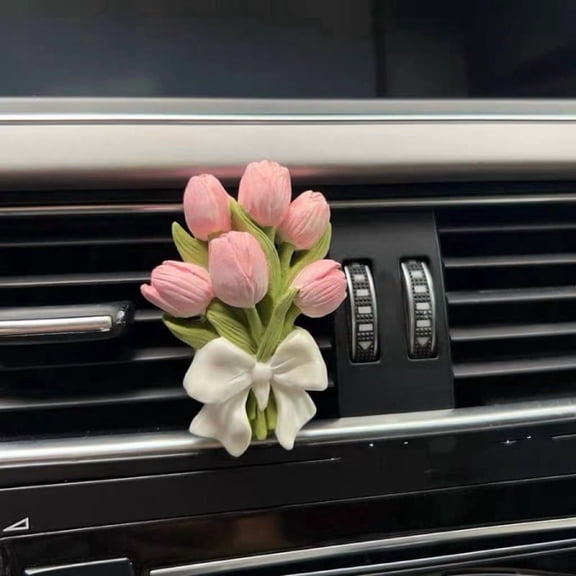 Premium Car Aromatherapy Diffuser Stone, Tulip Hydrangea Air Vent Clip, Fragrance Ornament Auto Interior Decor Accessories