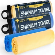 Premium Car Drying Shammy 2-Pack, 26"x17", Reusable PVA Chamois, Absorbent, Streak-Free + Storage