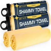 Premium Car Drying Shammy 2-Pack (26"x17") - Super Absorbent PVA Chamois, Streak-Free + Storage