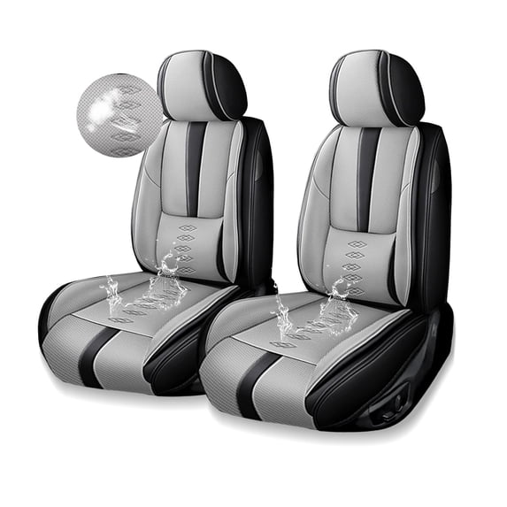 Premium Car Seat Covers for Honda Accord 2002,Comfortable Leather Seat Covers for Accord,Waterproof Anti-slip Car Seats Protectors for 2 Seats(Black+Gray)