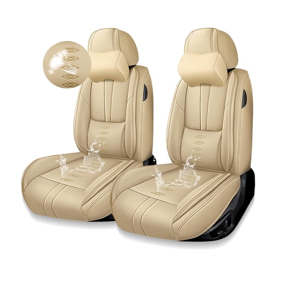 Premium Car Seat Covers for Honda Accord 2000,Comfortable Leather Seat Covers for Accord,Waterproof Anti-slip Car Seats Protectors for 2 Seats(Beige,Pillows)