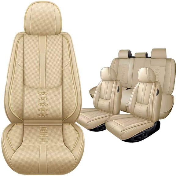 Premium Car Seat Covers for Hyundai 99% Car Models,Breathable Leather Seat Covers for Hyundai,Waterproof Anti-slip Car Seats Cushions for 5 Seats(Beige)