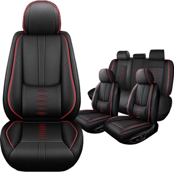 Premium Car Seat Covers for Hyundai 99% Car Models,Breathable Leather Seat Covers for Hyundai,Waterproof Anti-slip Car Seats Cushions for 5 Seats(Black+Red)