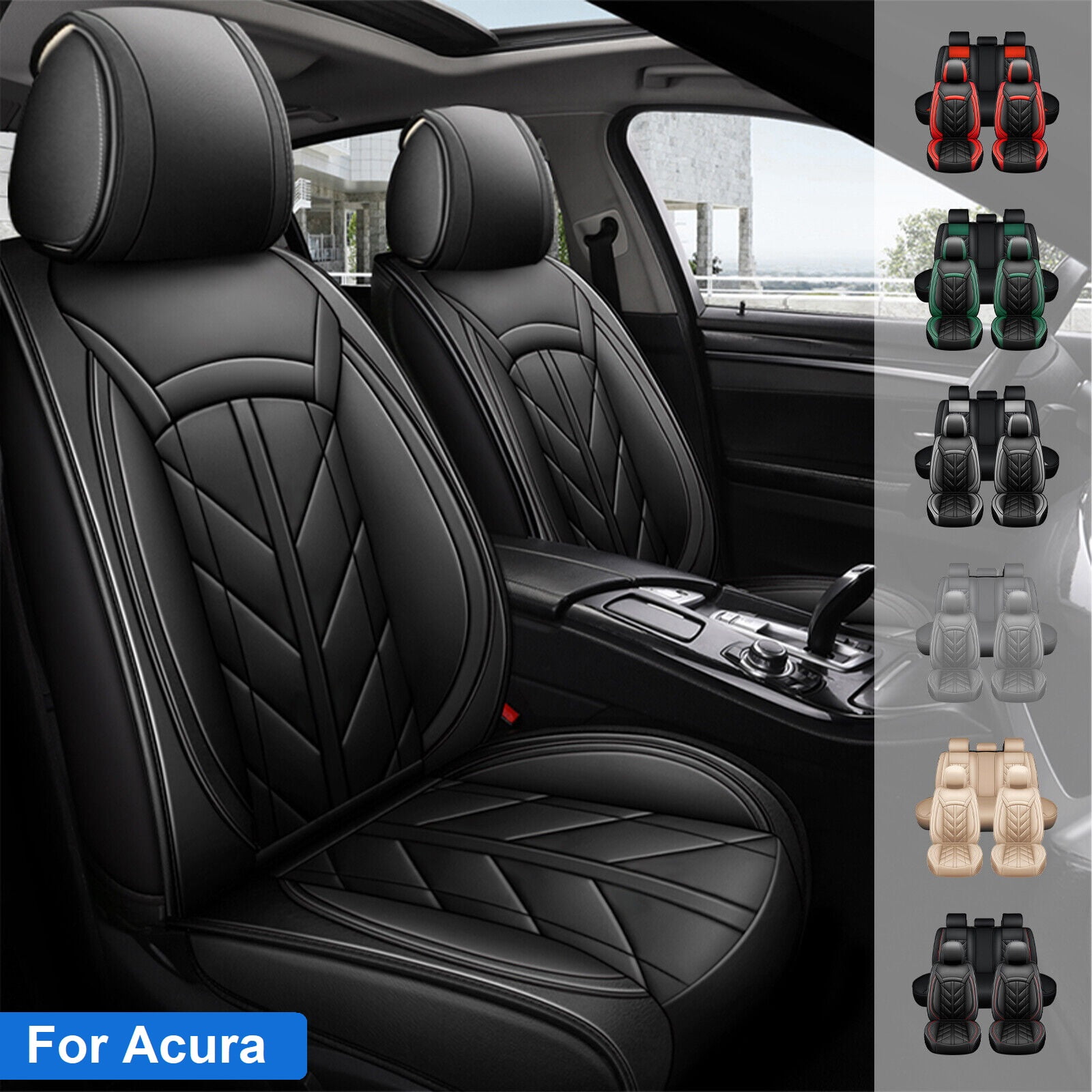 Premium Car Seat Covers for Acura RDX RLX TLX TL TSX ZDX, 5 Seats Full Set  Pu Leather Auto Rear Seat Cushion Protector Black