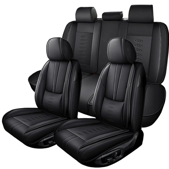 Premium Car Seat Covers for Chevy 99% Car Models,Breathable Leather Seat Covers for Chevy,Waterproof Anti-slip Car Seats Cushions for 5 Seats(Black)