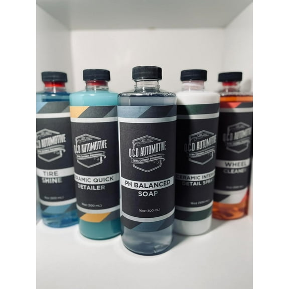 Premium Car Wash Kit | 5 Bottle Bundle With Ceramic Interior Spray, Ceramic Detail Spray, Tire Shine, Ceramic Car Wash Soap, & Heavy Duty Wheel Cleaner (Safe For All Vehicles, Aircraft, & More) 16oz