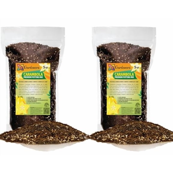 Premium Carambola Potting Soil Mix - Perfect Balance of Nutrients, Drainage, and Aeration for Thriving Starfruit Trees - 10 Quart