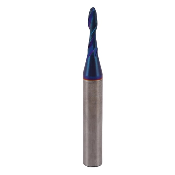 Premium Carbide Ball Head End Mill 2 Flute 1/4 Inch (6.35 mm) Shank 1/8 Inch (3.175 mm) Diameter CNC Router Bit Nano Blue Coating Wood Milling Cutter