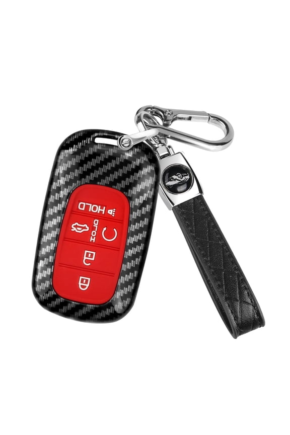 Premium Carbon Fiber Key Fob Protector for Honda Durable Case with Attached Keychain Fits 2023-2025 Civic, Accord, CR-V, HR-V, Pilot, Si, EX, EX-L, Touring, Type R 5-Button Remote Cover